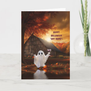 Halloween Individuelle Name Niedlich Ghost mit Wei Karte