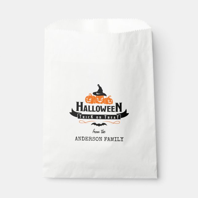 Halloween Individuelle Name Trick oder Treat Pumpk Geschenktütchen (Vorderseite)