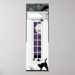 Halloween indoor window spooky scene  poster