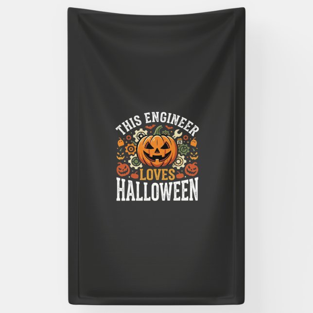 Halloween-Ingenieur-Kürbis-Vektor Banner (Vertikal)