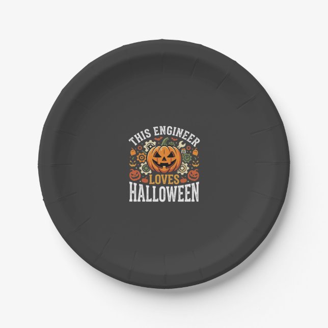 Halloween-Ingenieur-Kürbis-Vektor Pappteller (Vorderseite)
