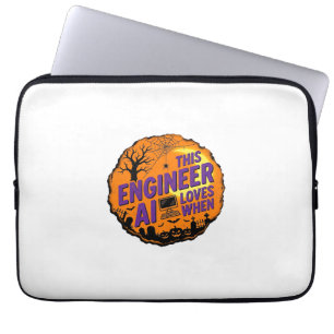 Halloween-Ingenieur liebt AI Vintage-Vektordesign_ Laptopschutzhülle