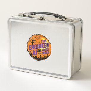Halloween-Ingenieur liebt AI Vintage-Vektordesign_ Metall Brotdose