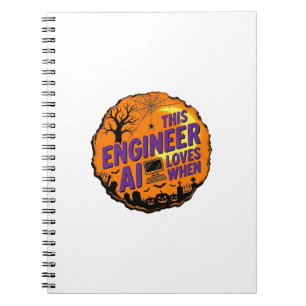 Halloween-Ingenieur liebt AI Vintage-Vektordesign_ Notizblock