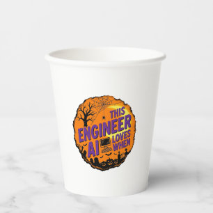 Halloween-Ingenieur liebt AI Vintage-Vektordesign_ Pappbecher