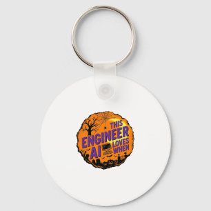 Halloween-Ingenieur liebt AI Vintage-Vektordesign_ Schlüsselanhänger