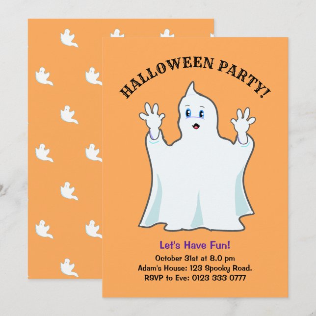 Halloween Ingwer-Geist-Einladung Einladung (Vorne/Hinten)