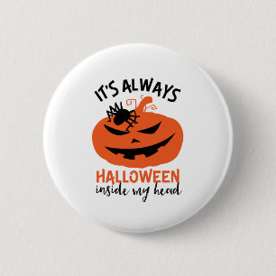 Halloween Inside my Head Funny Kürbislaterne Button