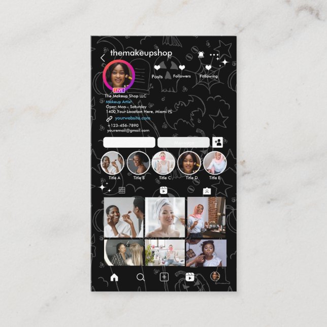 Halloween Instagram Visitenkarte (Vorderseite)