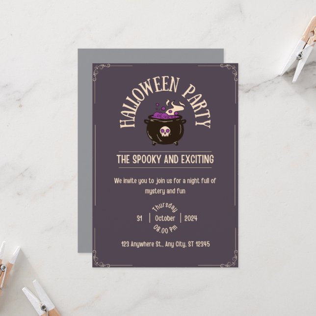 Halloween Invite Einladung (Vorderseite/Rückseite Beispiel)