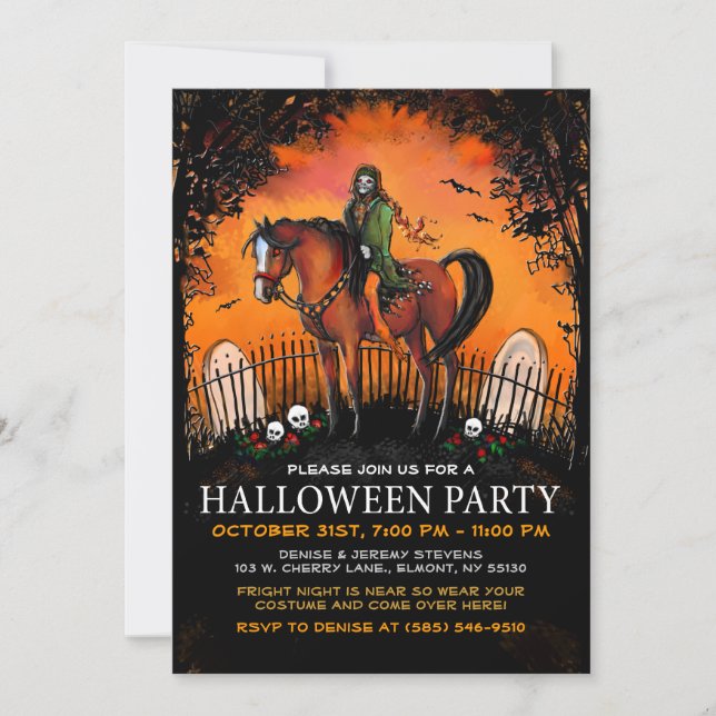 Halloween Invite - Ghoul auf Pferseback Einladung (Vorderseite)