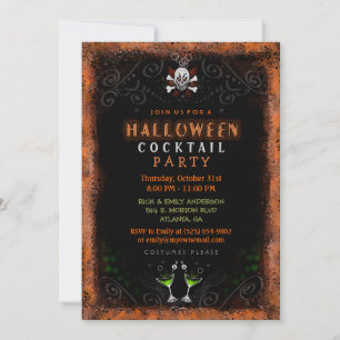 Halloween Invite - Grenze mit Skull & Cocktails Einladung