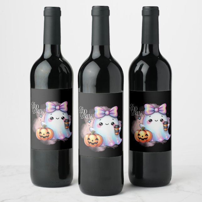Halloween Iridescent Ghost Weinetikett (Flaschen)