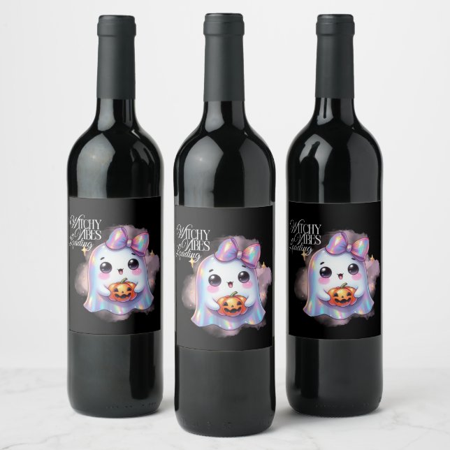 Halloween Iridescent Ghost Weinetikett (Flaschen)