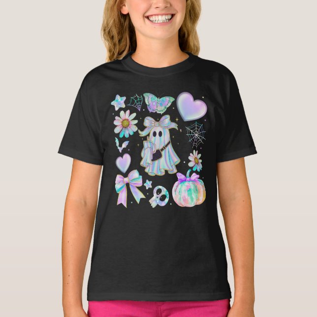 Halloween-Iridescent tie dye Neon Ghost Girl T-Shirt (Vorderseite)