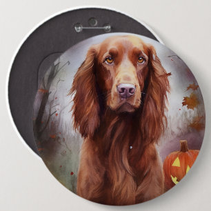 Halloween Irish Red Setter mit Pumpkins Beängstige Button