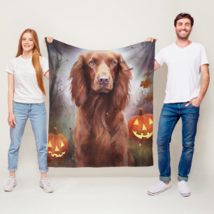 Halloween Irish Red Setter mit Pumpkins Beängstige Fleecedecke