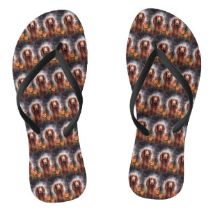 Halloween Irish Red Setter mit Pumpkins Beängstige Flip Flops