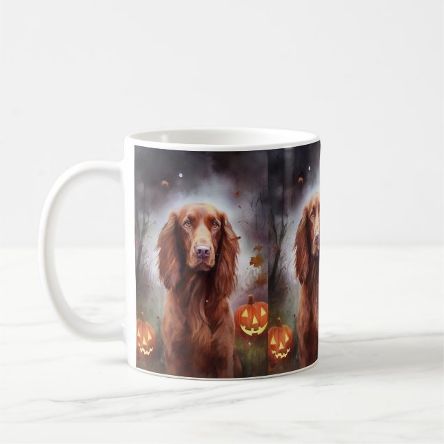 Halloween Irish Red Setter mit Pumpkins Beängstige Kaffeetasse (Links)