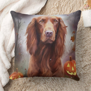 Halloween Irish Red Setter mit Pumpkins Beängstige Kissen
