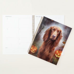 Halloween Irish Red Setter mit Pumpkins Beängstige Planer