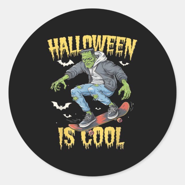 Halloween Is Cool Women Men Frankenstein Monster  Runder Aufkleber (Vorderseite)