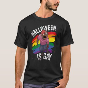 Halloween is Gay Gay Pride Zombie Lazy Costume T-Shirt