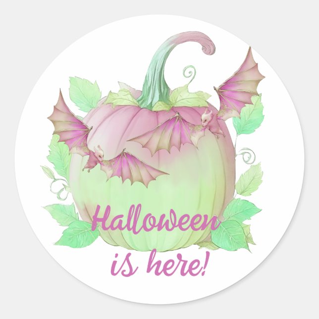 Halloween is here runder aufkleber (Vorderseite)