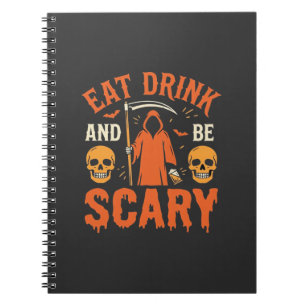 Halloween Iss Trinke Sei Gruseliger Sensenmann-Des Notizblock