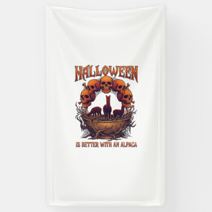 Halloween ist besser Alpaka Orange Schädel Spinne Banner