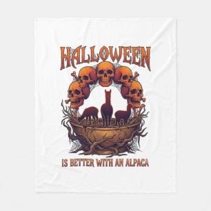 Halloween ist besser Alpaka Orange Schädel Spinne Fleecedecke