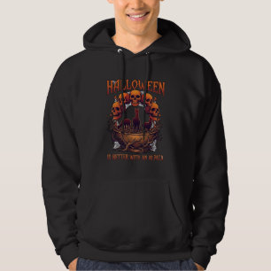 Halloween ist besser Alpaka Orange Schädel Spinne Hoodie