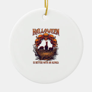 Halloween ist besser Alpaka Orange Schädel Spinne Keramik Ornament