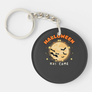Halloween ist da Retro Vollmond Fledermäuse Grusel Schlüsselanhänger