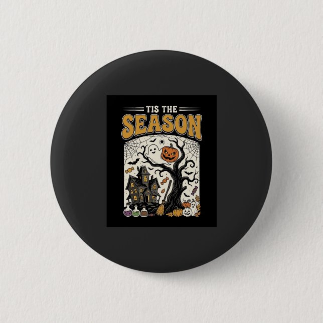 Halloween ist die Saison Grusel-Haus-Design_1 Button (Vorderseite)