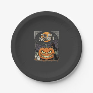 Halloween ist die Saison Kürbis Katzen Design_1 Pappteller