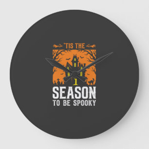 Halloween ist die Zeit, um gruselig Design_1 zu se Große Wanduhr