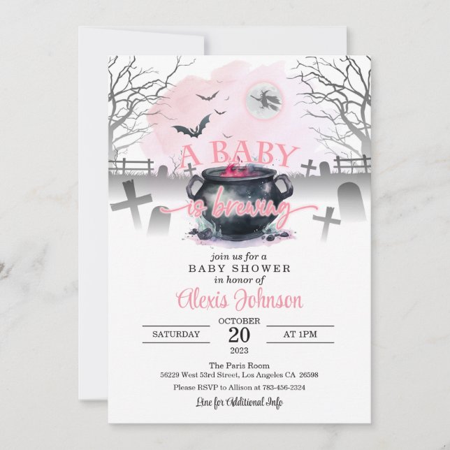 Halloween ist ein Baby, das Baby-Dusche pink braut Einladung (Vorderseite)
