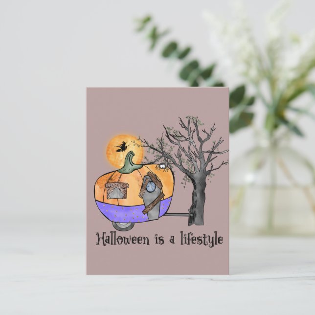 Halloween ist ein Lifestyle | Camper | Anhänger Postkarte (Stehend Vorderseite)