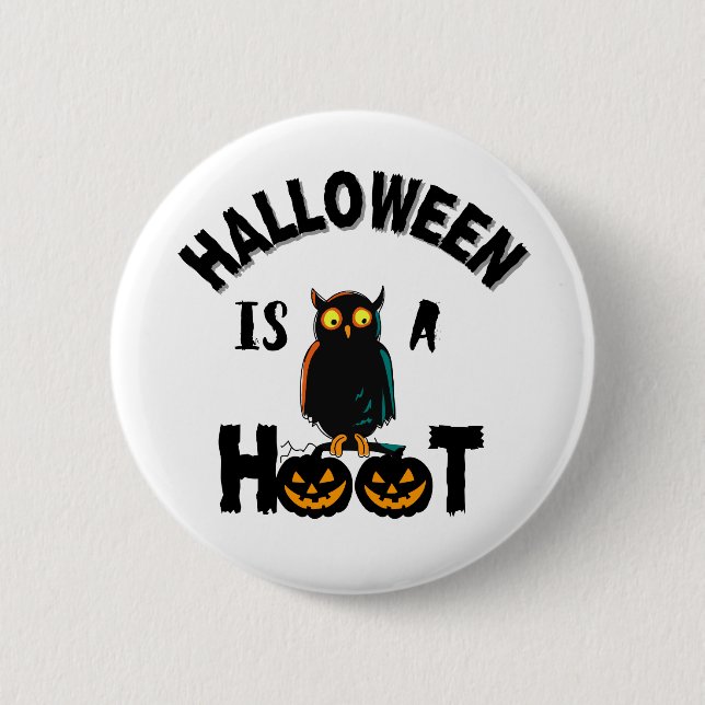 Halloween ist eine Hoot-Saison Button (Vorderseite)