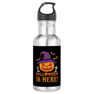 Halloween ist hier Hexe Kürbis Vektor Edelstahlflasche