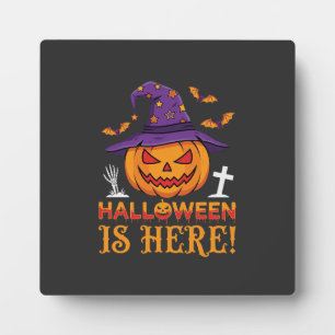 Halloween ist hier Hexe Kürbis Vektor Fotoplatte