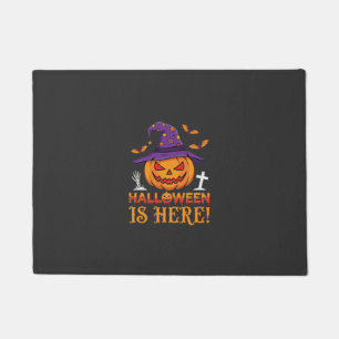 Halloween ist hier Hexe Kürbis Vektor Fußmatte