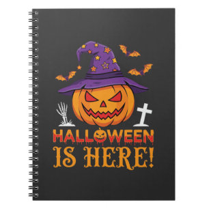 Halloween ist hier Hexe Kürbis Vektor Notizblock