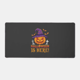 Halloween ist hier Hexe Kürbis Vektor Schreibtischunterlage