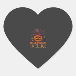 Halloween ist hier Kürbis Hexenhut Magischer Kesse Herz-Aufkleber