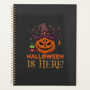 Halloween ist hier Kürbis Hexenhut Magischer Kesse Planer