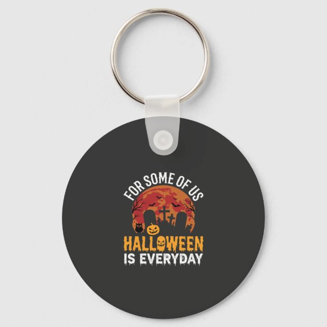 Halloween ist jeden Tag Gruseliger Friedhof Mond Schlüsselanhänger (Vorderseite)