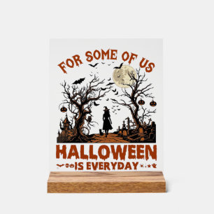 Halloween ist jeden Tag Hexe Silhouette Vollmond G Acrylschild