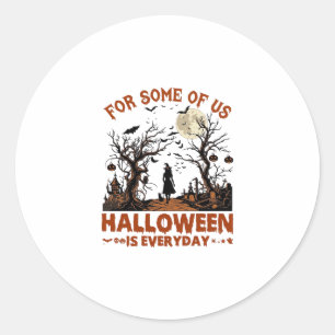 Halloween ist jeden Tag Hexe Silhouette Vollmond G Runder Aufkleber